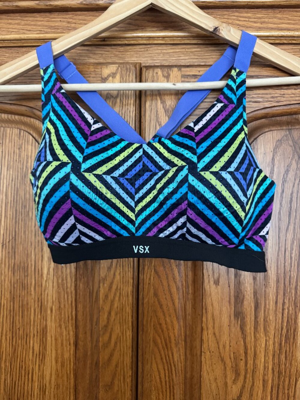 VSX Strappy Multicolor Chevron Sports Bra - Blue Strap
